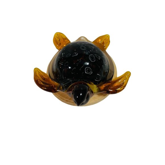 Art Glass Amber Brown Millefiori Large Turtle Figurine Paperweight Heavy - Picture 2 of 12